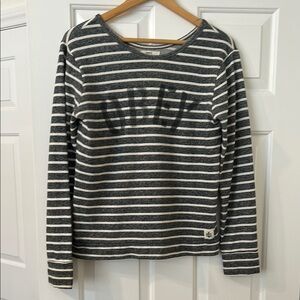 Obey Striped Gray and White Long Sleeve Shirt- Small